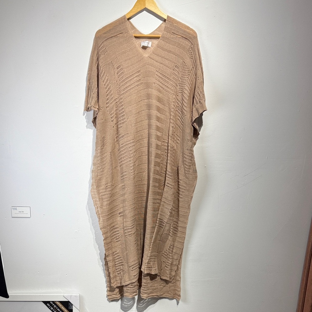 Mersea Loose Weave Crochet Pink Sand Tunic Caftan